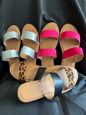 ROHB Double-Band Slide Sandals - Silver, Pink, Leopard, Black